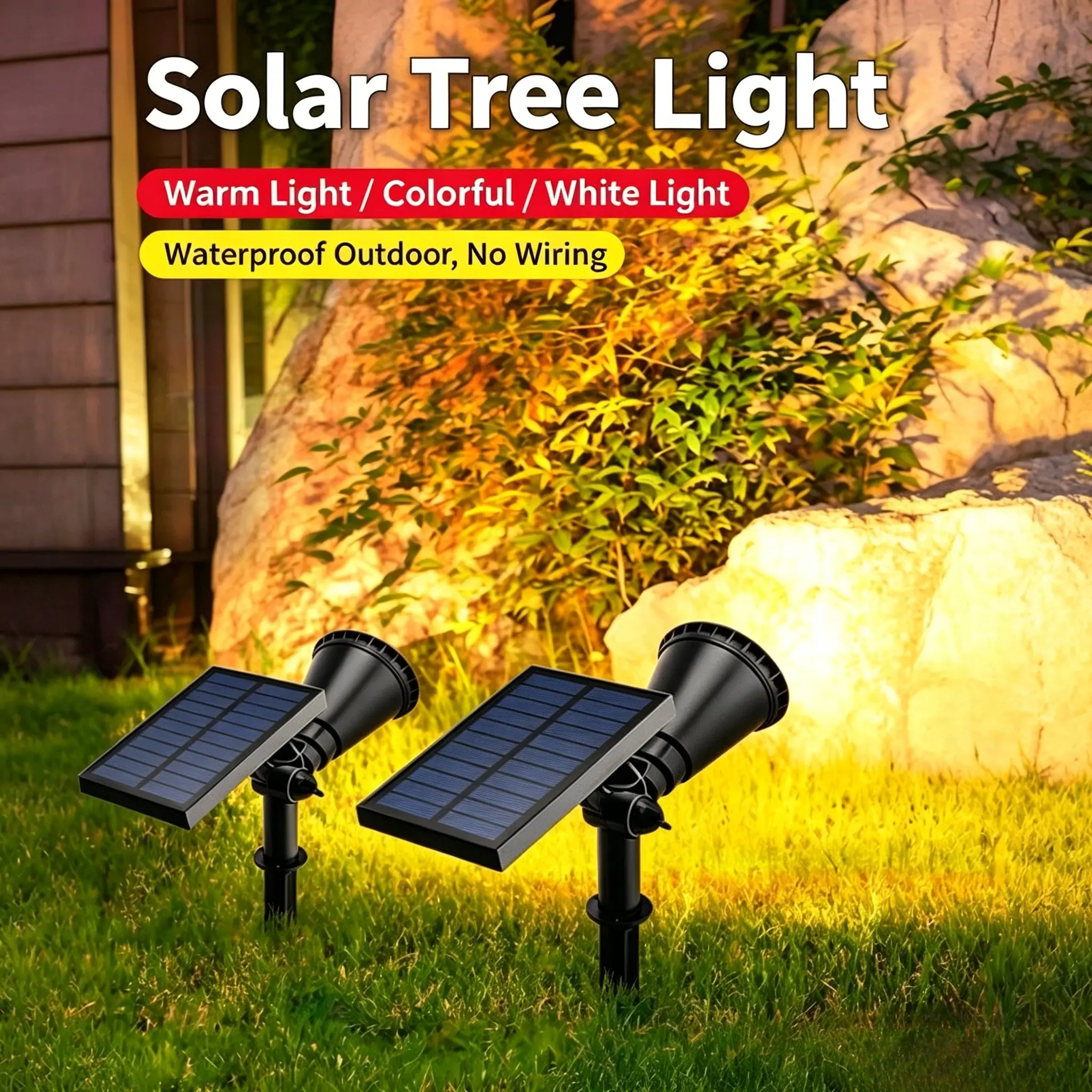 Outdoor Solar Landscape Spotlight - Intelligent Light Control, IP44 Waterproof, Solar-Powered for Garden, Driveway Use (Home Improvement Decking & Patio Lighting) street light auto pathway decorative big bulb firework