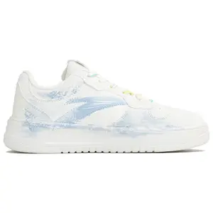 Anta Easy Floral Mountain Design Sneakers – Unisex White and Blue Low-Top Casual Shoes with Comfort, Grip, and Chinese-Inspired Style Verifiable, with credentials and supporting global authentication