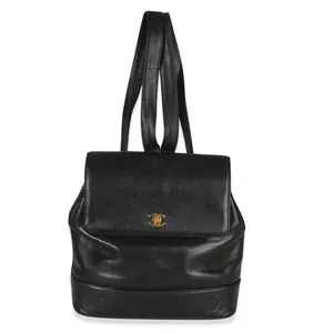 Pre-owned CHANEL Leather Backpacks Vintage 24k Caviar Triple CC Flap Backpack