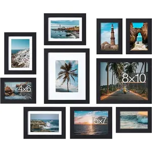 Limited time deal-10 Pack Picture Frames Collage Wall Decor, Gallery Wall Frame Set for Wall or Tabletop Display, Multi Sizes with Two 8x10, Four 5x7, and Four 4x6 Photo Frames, Black