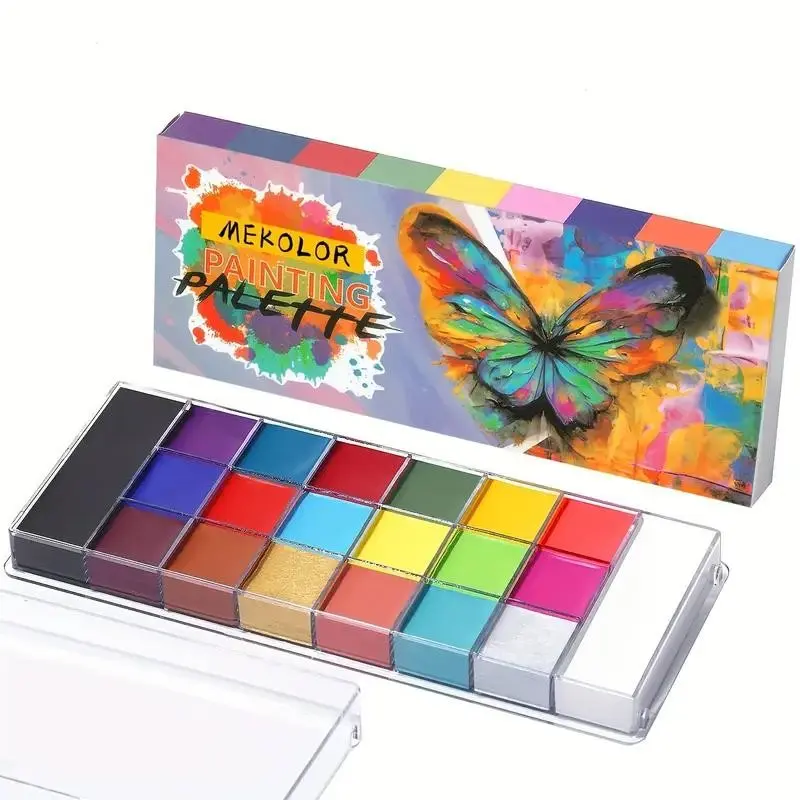 20 Color Oil-Based Face Paint Set, Ideal for Body Art, Stage Makeup, Halloween, Christmas Cosmetics, Versatile, Vibrant, High Pigment, Smooth, Bold