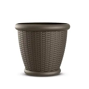 Suncast 18 Inch Diameter Resin Decorative Wicker Patio Planter Pot