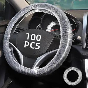 100PCS Disposable Elastic Steering Wheel Covers Protector Applicable to Cars Trucks Vans