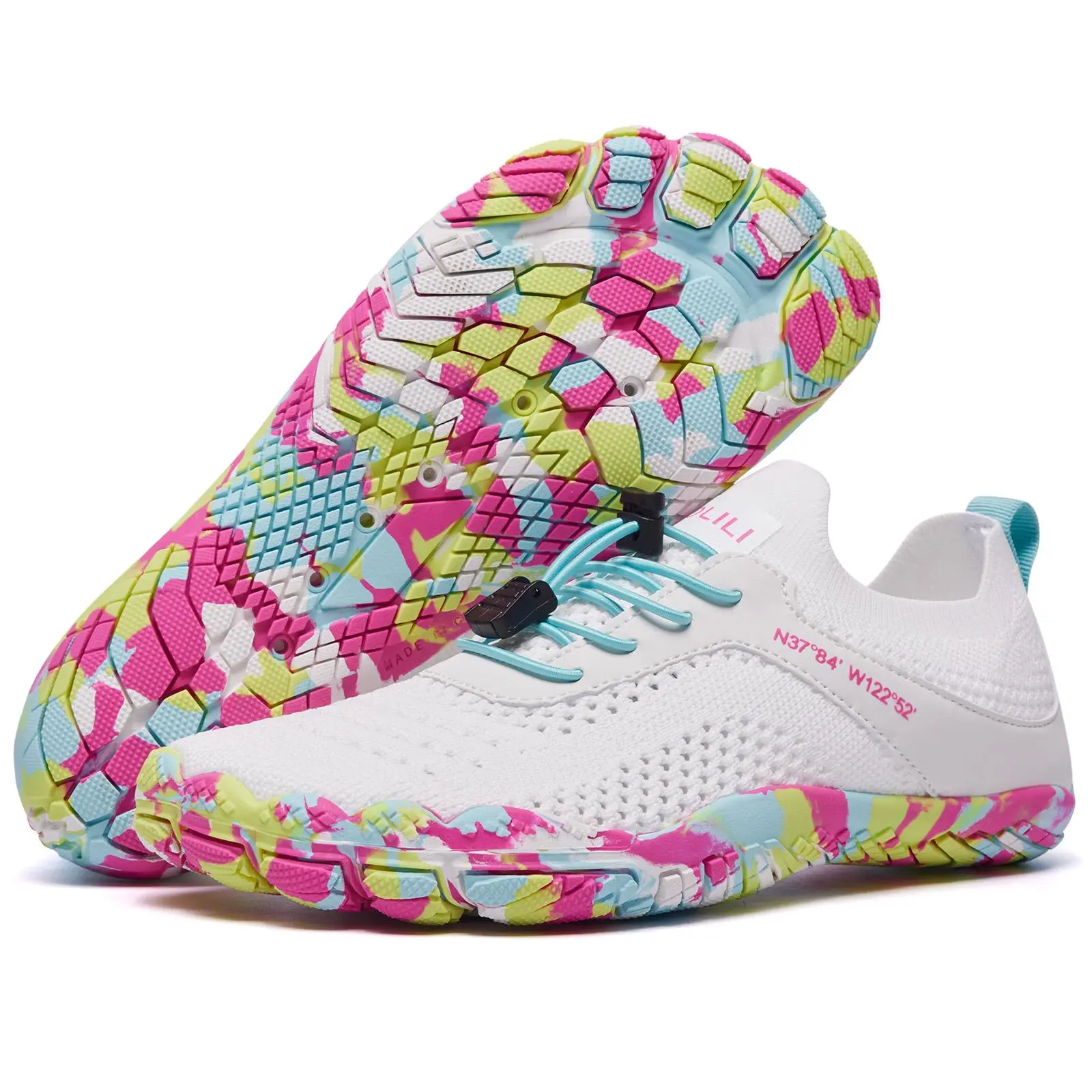 KOLILI Women's Water Shoes, Quick-Dry Fabric Swim Shoes with Laces, Barefoot Fit for Beach Surf, Rowboat, and Water Sports, Water Shoes For Women