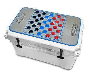 Yeti Cooler Pad Jump Shots Checkers & Chess-Top Fits Yeti Tundra Cooler Lid-Grey/Blue Mat Easy Peel and Stick Application 3M Adhesive Vortex Cooler Pads Magnetic Lid