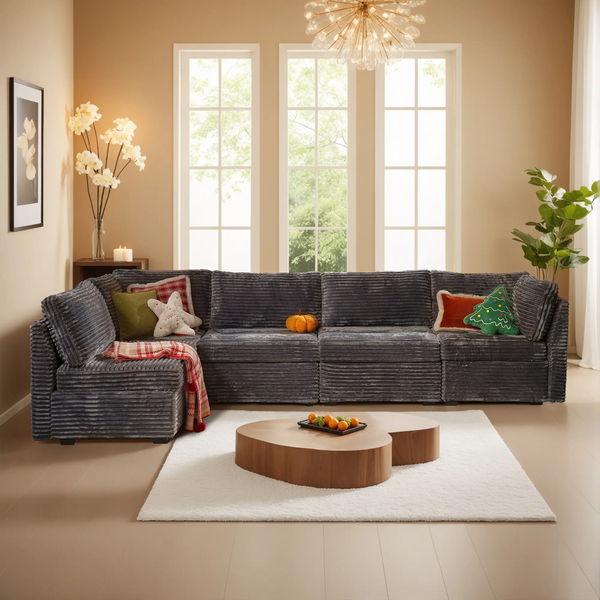 Grey, 5 Seats, U-Shaped