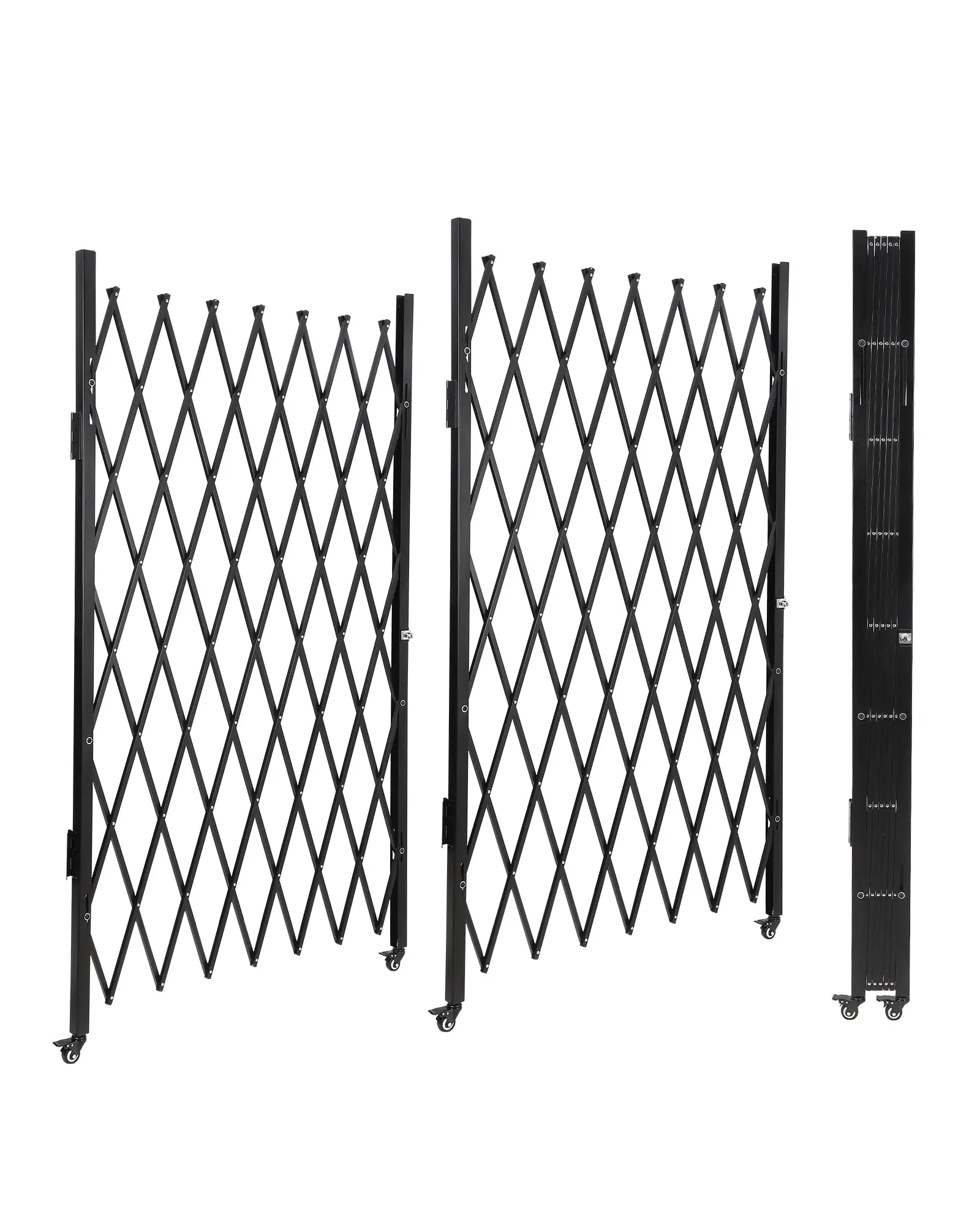 GARVEE Extendable Aluminum Fence 61"H x 122"W Double Foldable Security Gate with Casters, Mobile Folding Scissor Gate, Portable Safety Barrier and Retractable Driveway Gate in Black