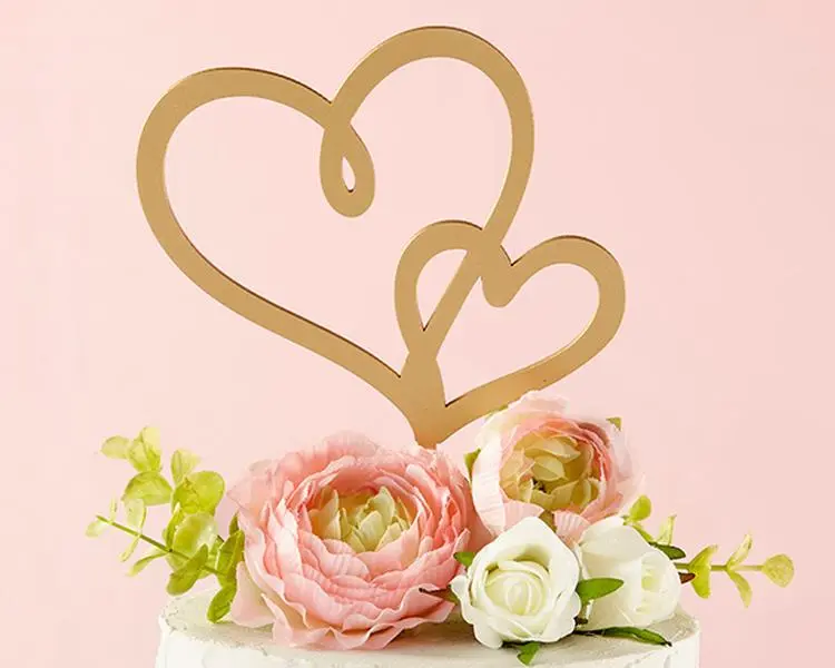 Kate Aspen 18167GD Gold Double Heart Cake Topper