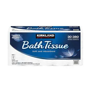 KIRKLAND SIGNATURE 2-PLY BATH TISSUE, SOFT & STRONG, 30 ROLLS Toilet Paper Absorbent Reusable Wipes