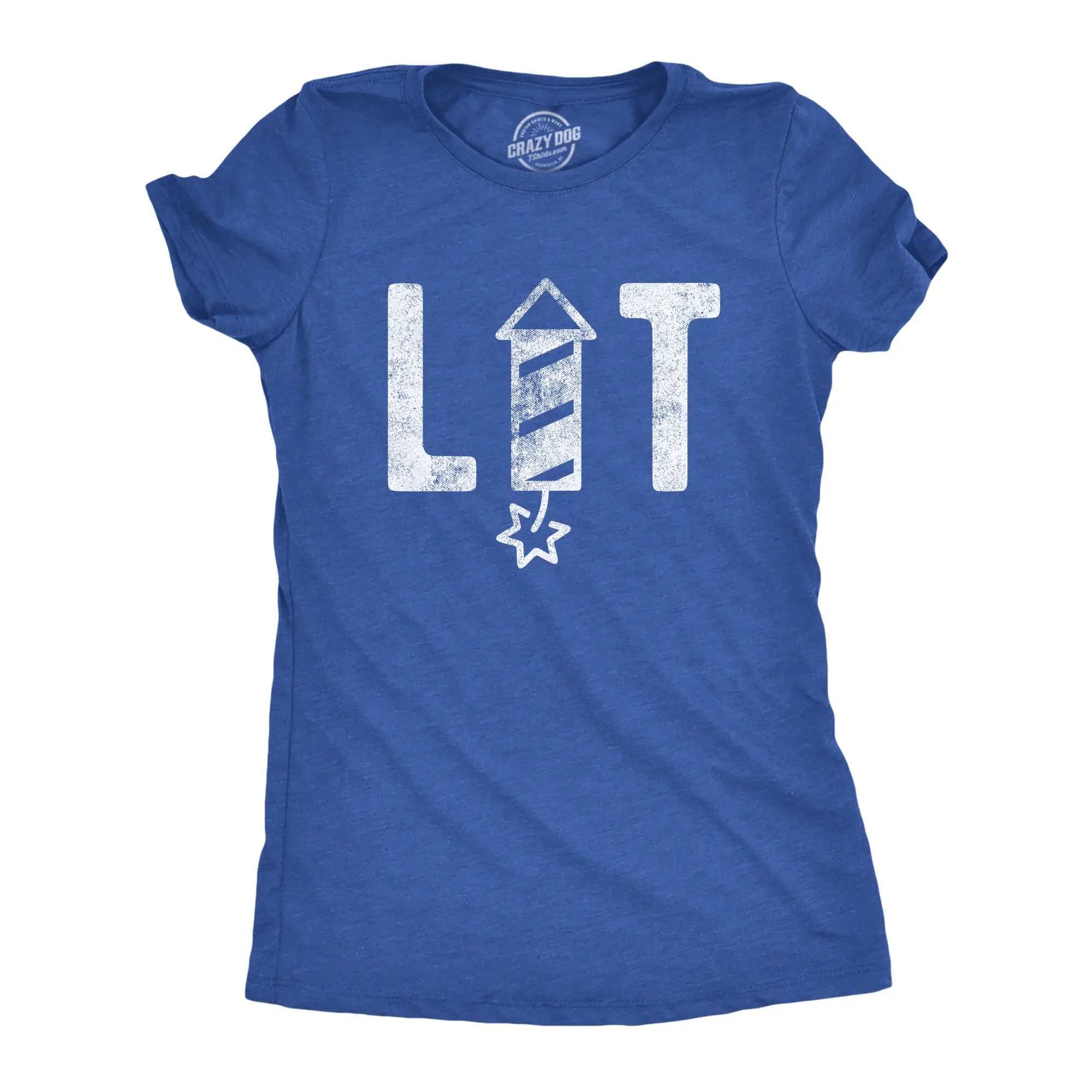 Womens Lit Firework T Shirt Funny 4th of July Parade Firecracker Graphic Novelty Tee Funny Womens T Shirts Cute Vintage Fashion Casual Ladies T-Shirt Gift Patriotic Tops for Women Women's Novelty Tees Royal -