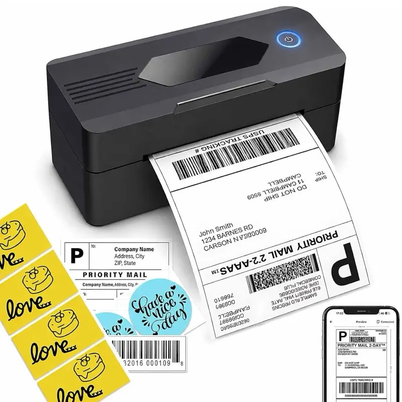 4x6 Bluetooth Thermal Shipping Label Printer - Portable WiFi Printer for Small Businesses, Compatible with Android, iOS, Windows, Mac, Ideal for Amazon, USPS