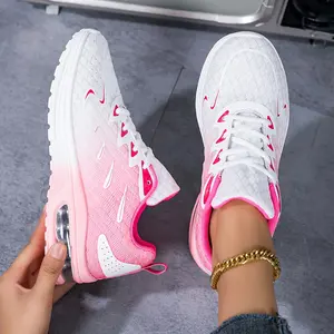 Women's fashion walking sneakers pink purple gradient, lightweight casual tennis athletic shoes air cushion running shoes, non-slip breathable tennis shoes, mesh air cushion men's  gym workout shoes, women's walking shoes arch support.