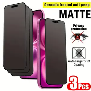 Three-Pack Matte Anti-Spy Screen Protector, Enhanced Privacy, Edge Reinforcement, Drop & Scratch Resistant, Bubble-Free, for iPhoneiPhone 17 Pro Max/17 Air/16 Pro Max/16 Plus/15 Pro Max/14/13/12/11/XS/XR Series