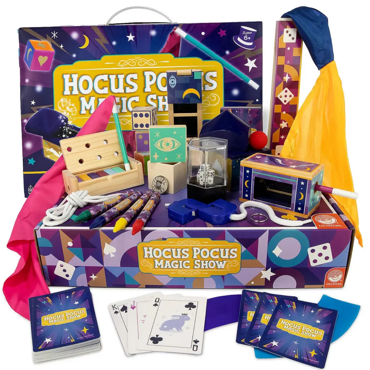 MindWare Hocus Pocus Magic Show Magician Kit - Exciting Magic Tricks for Kids with Over 25 Pieces and Instructional Videos