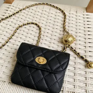 Chic Mini Belt Bag for Women Link Chain Shoulder Bag Evening Clutch Fanny Pack for Travel and Gift