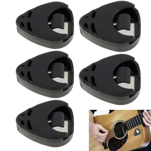 5Pcs Black Adhesive Guitar Pick Holder Accessories - Stick-on & Ready to Use, Secure Storage for Acoustic Guitar/Bass/Ukulele Picks Portable Guitar Accessories