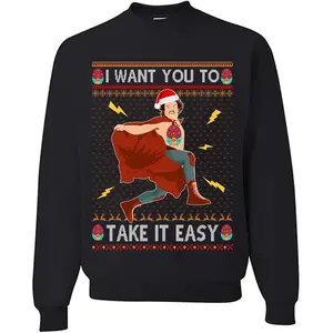 Nacho Libre Meme Ugly Christmas Sweatshirt, I Want You To Take It Easy Christmas Ugly Sweatshirt, Comedy Movie, Christmas Sweatshirt