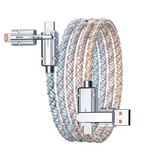 Four-in-One 100W Colorful lights Data Cable,Supports fast charging and data transmission,Free switching four interfaces, Luminous Durable
