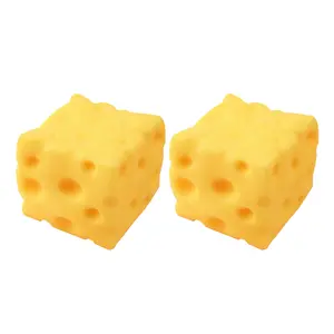Realistic Cheese Stress Relief Toy Set Soft TPR Slow Rebound Odor-Free Fidget Toys for Kids Adults Party Favor Assorted Sizes Eco-Friendly Non-Toxic Classic Yellow Design 2-Pack