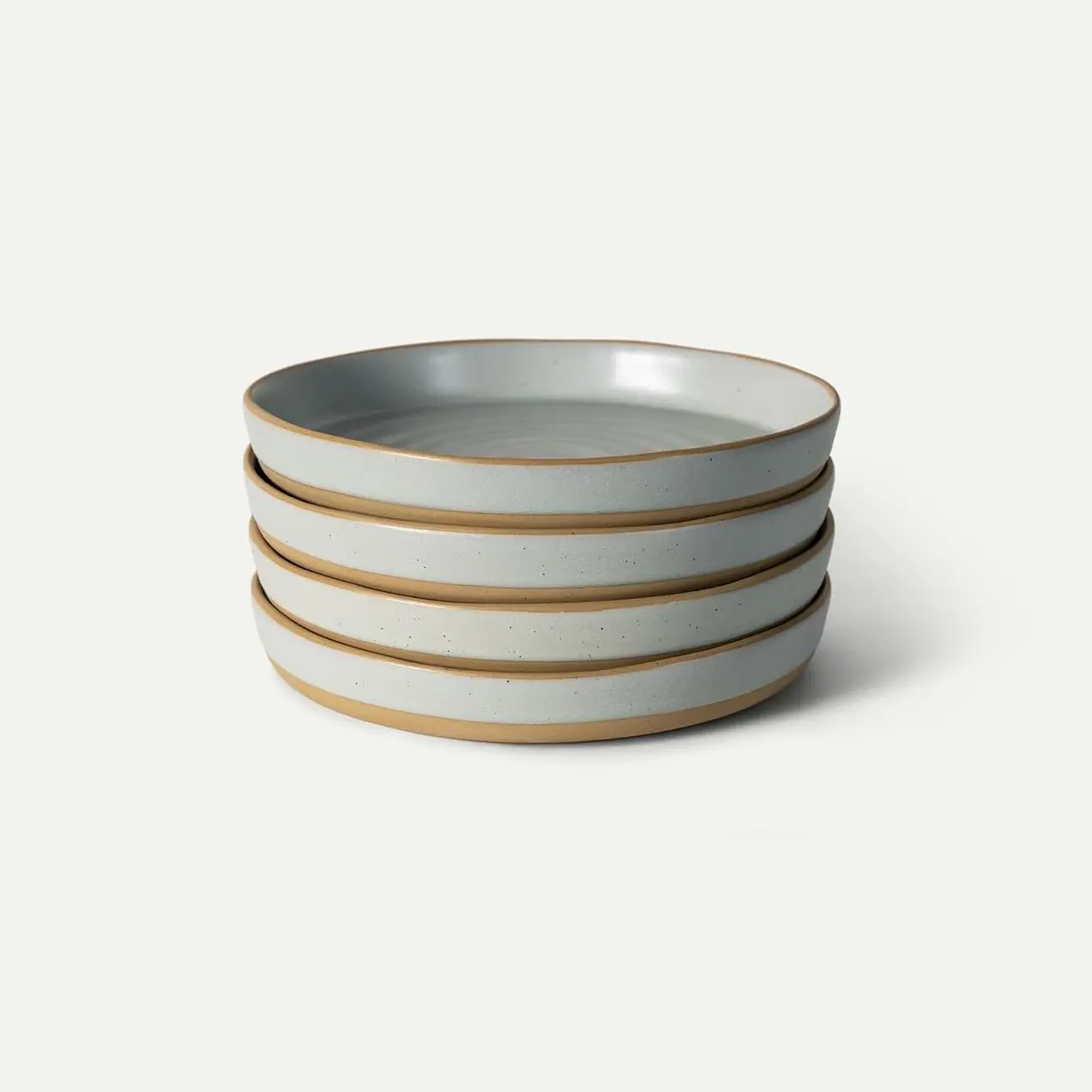 Medium Ceramic Pasta Bowls Set of 4, 35oz Wide Rim Dinner Plates, Microwave, Oven & Dishwasher Safe, Modern Pottery Dishware, Mist