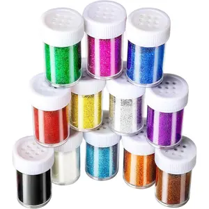 Glitter, Fine Glitter, Glitter for , Glitter Crafts and Arts, Scrapbooking, Paints, Assorted Color Kit, 15g Each, Set of 12