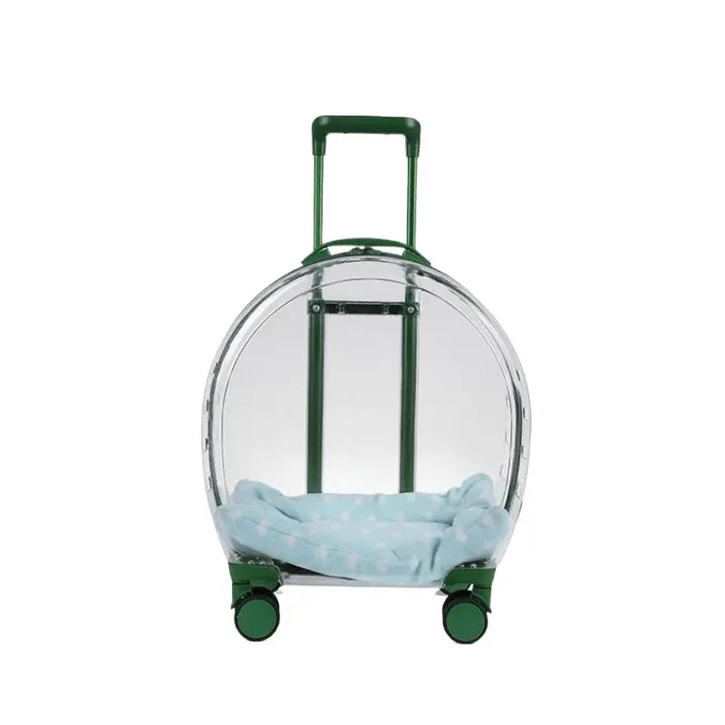 Transparent PP Plastic Cat Carrier Backpack - Large-Capacity, Lightweight Space Capsule Pet Trolley for Road Trips, Durable, Easy Transport All-Seasons Travel Crate with Portable Transparent Shoulder Bag (33x42cm)