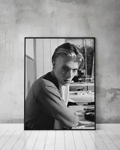 David Bowie Print, Vintage Music Poster, Music Studio Decor, Black and White, David Bowie Poster