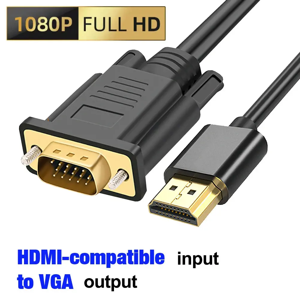 1080P HDMI Input To VGA Output Video Adapter Cable For HDTV PC Laptop Xbox PS5 Monitor Projector Converter 0.5m 1m 1.5m 2m 3m 5m