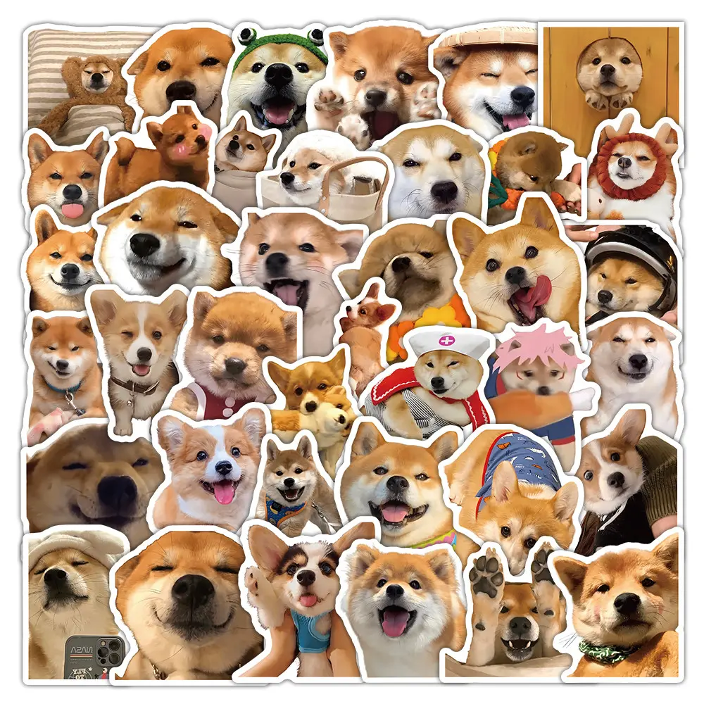 55Pcs Lovely Pet Dog Stickers Corgi Shiba Inu Decorative Decals