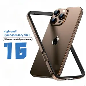 Titanium Metal Frame Bumper Shockproof Case For IPhone 17 16 Pro Max 15 Plus 14 13 Apple Solid Colour Protection Phone Cover