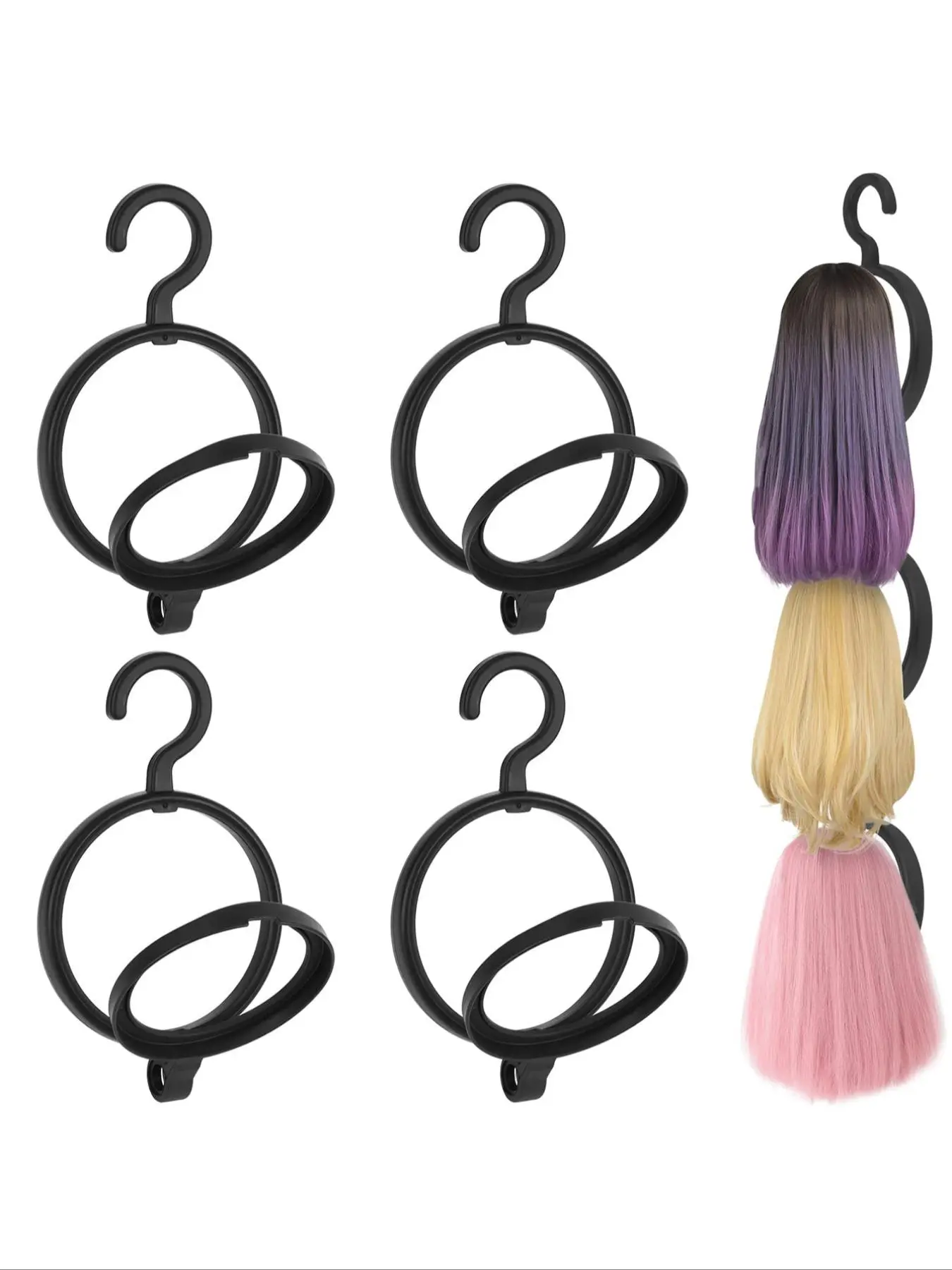 4pcs Solid Color Multi-functional Hair Hooks, Convenient Hook for Women & Men, Simple Foldable & Easy Carry Wig Storage Hanger for Daily Use, Door Back Shelf Hanger, Wall Mounted Hanger, Space Saving Hangers, Plastic Hangers