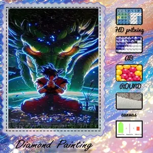 5D-DIY, Diamond Pattern Design, velvet canvas, diamond art diamond painting, diamond painting kit, dragon, Wukong, nighttime AB diamonds, fairy dust diamonds, perfect home decor, handmade diamond art painting kit, special craft diamond art kit