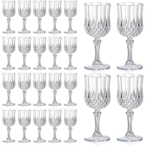 24 count 7oz Plastic   Glasses Drinking Glasses Unbreakable Wedding Glassware  Water Goblets  Drinkware  Champagne Flutes (24, Clear)