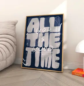 God Is Good All The Time Poster Inspirational Christian Wall Art Navy Biblical Scripture Modern Faith Based Decor