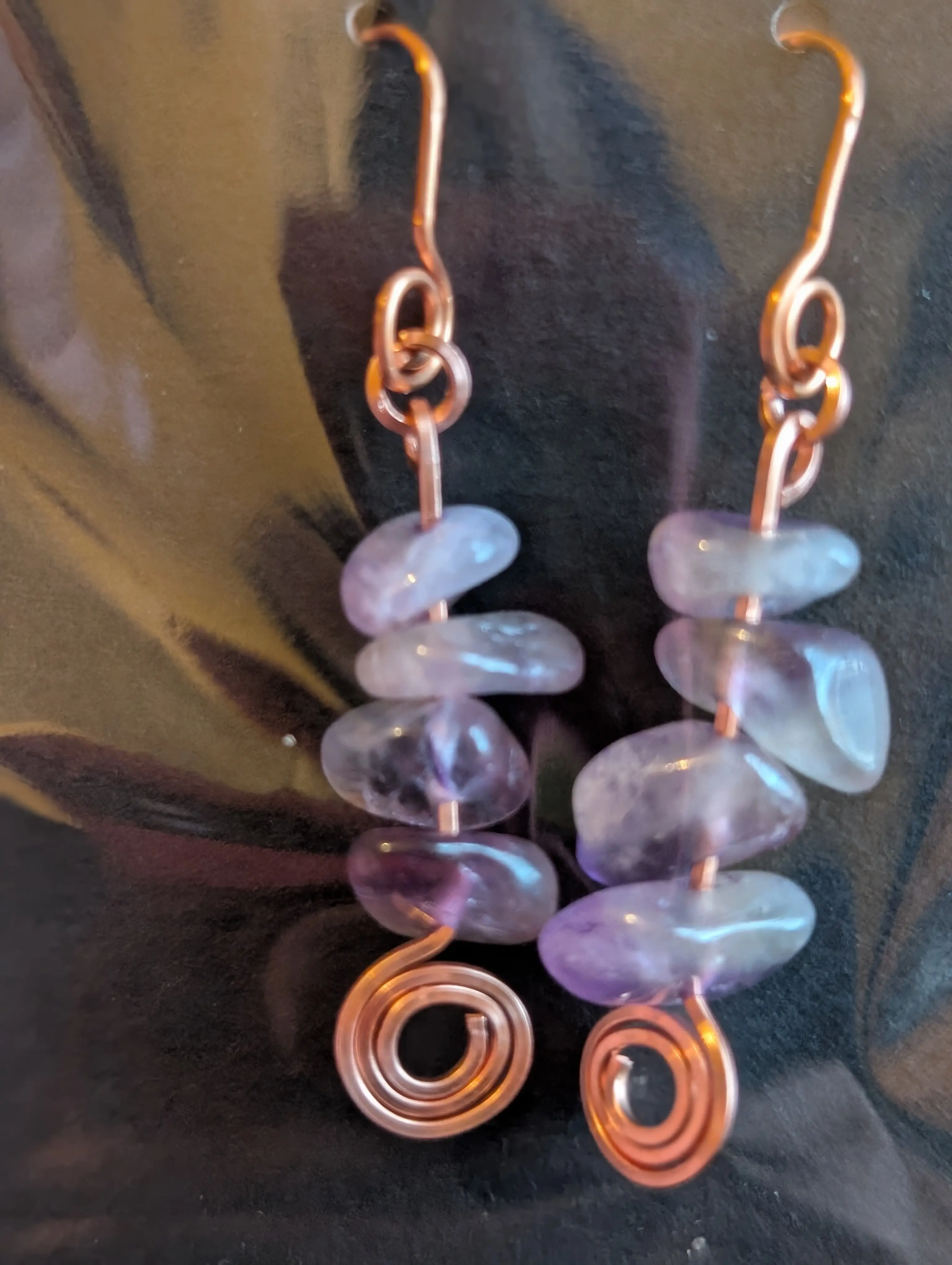 Amethyst Copper Earrings - Handcrafted with Purple Stones and Copper Wire, Perfect for Everyday Wear