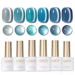 GAOY Tropical Sea Cat Eye Gel Nail Polish Set with Magnet for Blue Glitter Holographic Cat Eye, Salon UV Gel Manicure and Nail Art DIY at Home