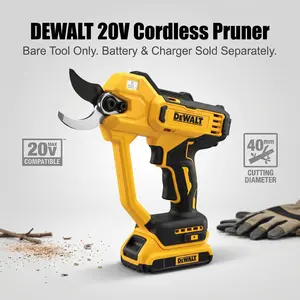 DEWALT 20V MAX Cordless Electric Pruning Shears , 40mm/1.5in Max Cutting Diameter, High Carbon Steel Non-Stick Bypass Blade, 63dB Low Noise, Soft Switch & Safety Lock, Battery Power Display for Landscaper Garden Trimming driver Pruners Tree Branch Cutter
