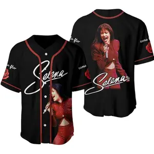 Selena Quintanilla Inspired Baseball Jersey – “Como La Flor” Latin Music Retro Fan Shirt Tejano Style Button Up