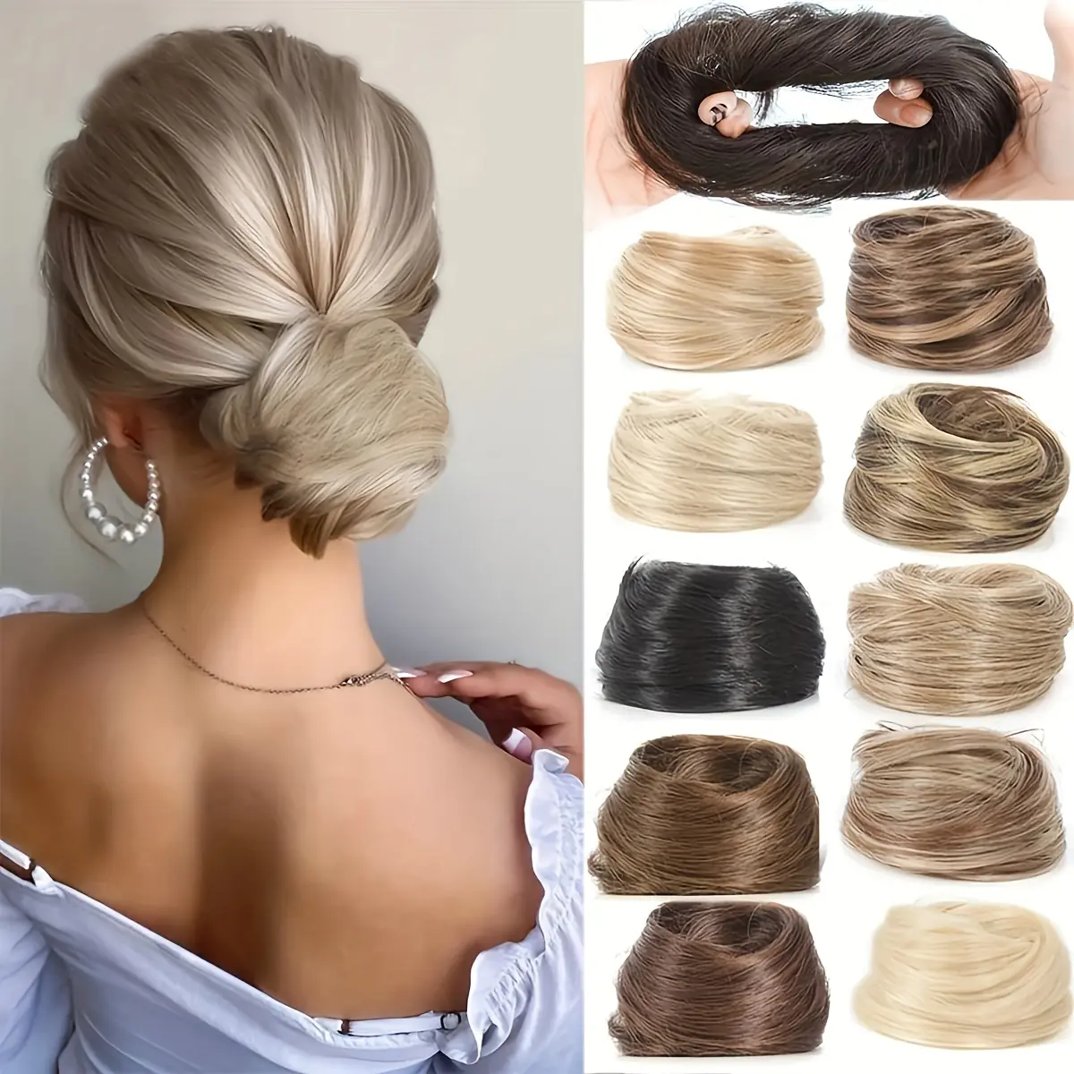 Messy Bun Hair Piece, Voluminous Synthetic Chignon, Straight Scrunchie Hair Extension for Women, Hair Extensions