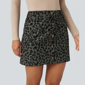 Halara High Waisted 2-in-1 Leopard Print Mini Casual Skirt with Pocket