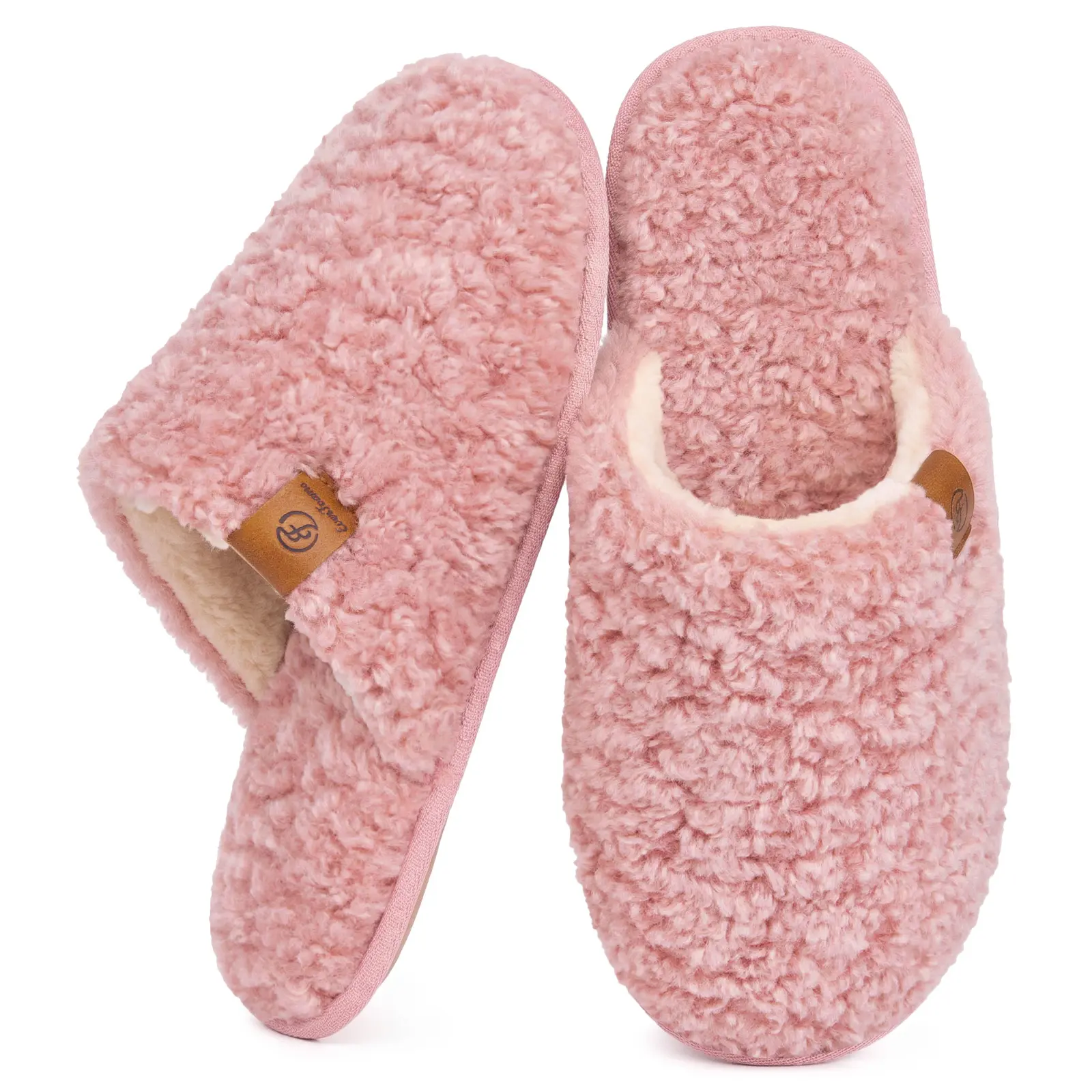 EverFoams Women's Fuzzy Slippers, Plush Cozy Memory Foam House Shoes, Warm Lightweight Indoor Slip-On Shoes with Non-Slip Sole