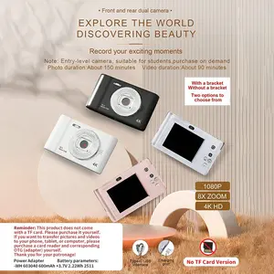 4K Digital Camera Beginner Retro Mini HD High Pixel Portable Ccd Style Student Card Camera, Compact and Lightweight Design