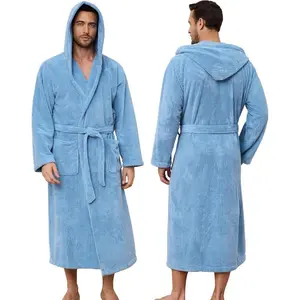 Men’s Hooded Bathrobes, Soft Long Towel Robes for Men - Super Absorbent, Quick Dry Yet Warm