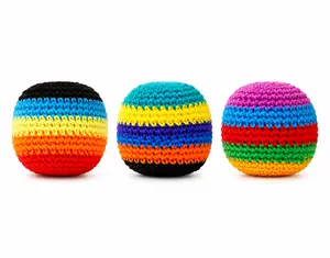 3PCS Crochet Hacky Sack Balls, Soft Footbag Kick Set for Kids & Adults, Fun Juggling & Toss Game for Travel, Playground & Parties （Random shipped）
