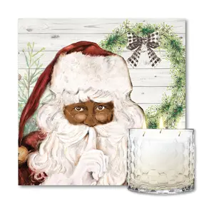 Courtside Here Comes Santa 8x8 Art & 13.5 oz 3- Wick Candle
