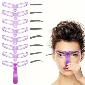 8pcs 8 Styles Reusable Eyebrow Stencil Kit With Handle - Easy Eyebrow Shaping Tool And Template Eyebrow Shaper