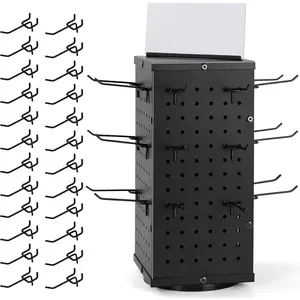 Rotating Pegboard Display Stand With 24 - Spinning Peg Board Displays, Stands for Retail, Vendors, Selling & Shows - 4-Sided Craft Rack Organizer for, Accessories, Jewelry