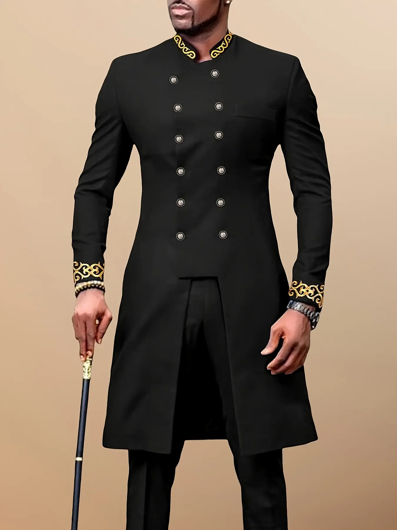 Two-piece Set Men's Formal Button Front Blazer & Pants,  Long Sleeve  Blazer & Pants Set, Fashion Men's Two-piece Outfits for Party, Wedding Guest, Suits, Clothes, Matching Sets