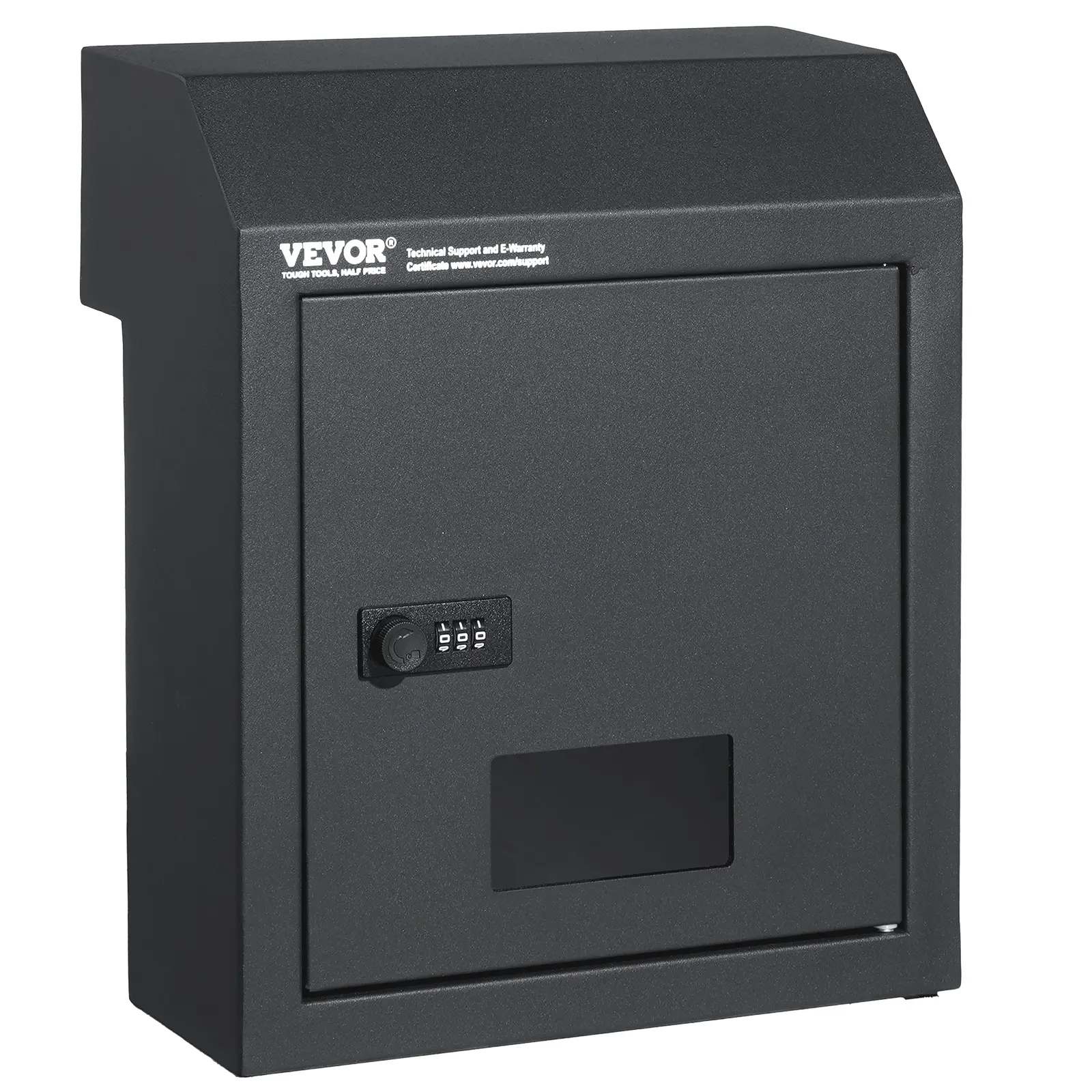【Summerfinds】VEVOR 12" Heavy-Duty Metal Security Drop Box & Mailbox, Combination-Key Lock Through-The-Door Design, Waterproof Safe Storage, Dark Gray for Garden Buildings (Home Improvement Supplies), Security Box