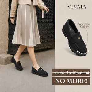 Recommend Size down ½| VIVAIA Round-Toe Platform Chunky Loafers, Height Boosting,Stable Block Heel,Herbal Arch Support Breathable Knit,Blister-Free Heel Padding ,Lightweight Preppy Style / Office Chic / Date Night (Francesca) summerwins